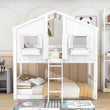 Low Twin Over Twin FarmHouse Bunk Beds for Kids, Toddler - [Wooden, Floor]