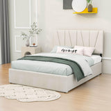 Upholstered Full Size Platform Bed with Headboard and Storage - [4 Drawers, Velvet]