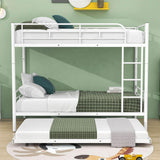 Twin Over Twin Classic Metal Bunk Bed with Trundle - [Detachable, Ladder]