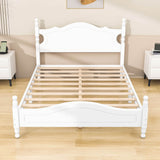 Traditional Full Size Low Profile Wood Platform Bed Frame with Headboard