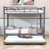 Twin Over Twin Classic Metal Bunk Bed with Trundle - [Detachable, Ladder]