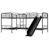 Twin Corner Quad Bunk Beds with Slide for Kids - [Metal, L-Shaped]