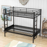 Twin Over Full Futon Bunk Beds with 2 Ladders - [Black, Metal]