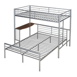 L-Shaped Twin Over Full Bunk Bed with Desk - [Metal, Detachable]