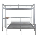 L-Shaped Twin Over Full Bunk Bed with Desk - [Metal, Detachable]