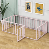 Montessori Twin Metal Toddler Floor Bed with Rails for Kids