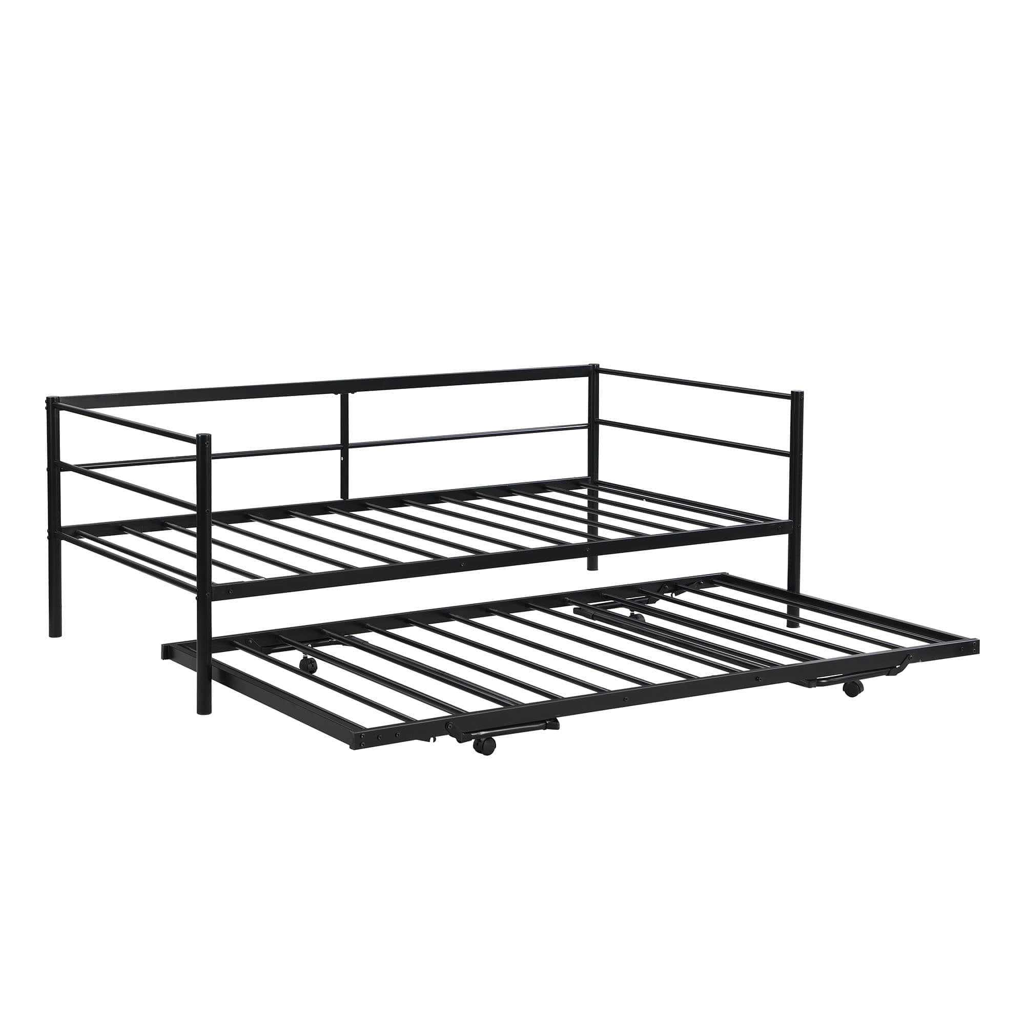 Convertible Metal Twin Daybed with Pop Up Trundle Bed