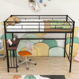 Twin Metal Loft Bed with Desk Underneath for Teen, Junior, Adult