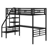 Metal High Twin Size Loft Bed Frame with Desk and Stairs for Adults, Kids