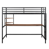 Metal Twin Loft Bed with Desk and Storage Shelves for Adults, Teens