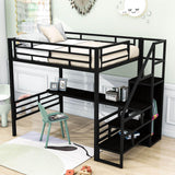 Full Size Loft Bed with Desk and Storage Stairs for Kids, Adult - [Wardrobe, Convertible]