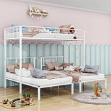 Metal Triple Twin over Twin & Twin Bunk Bed with Table - [Separable]