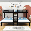 Twin Over Twin & Twin Triple Bunk Beds with Stairs and Storage - [Metal, Shelves]