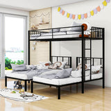 Metal Triple Twin over Twin & Twin Bunk Bed with Table - [Separable]