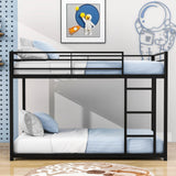 Montessori Twin Over Twin Scandinavian Floor Metal Bunk Bed with Ladder for Kids