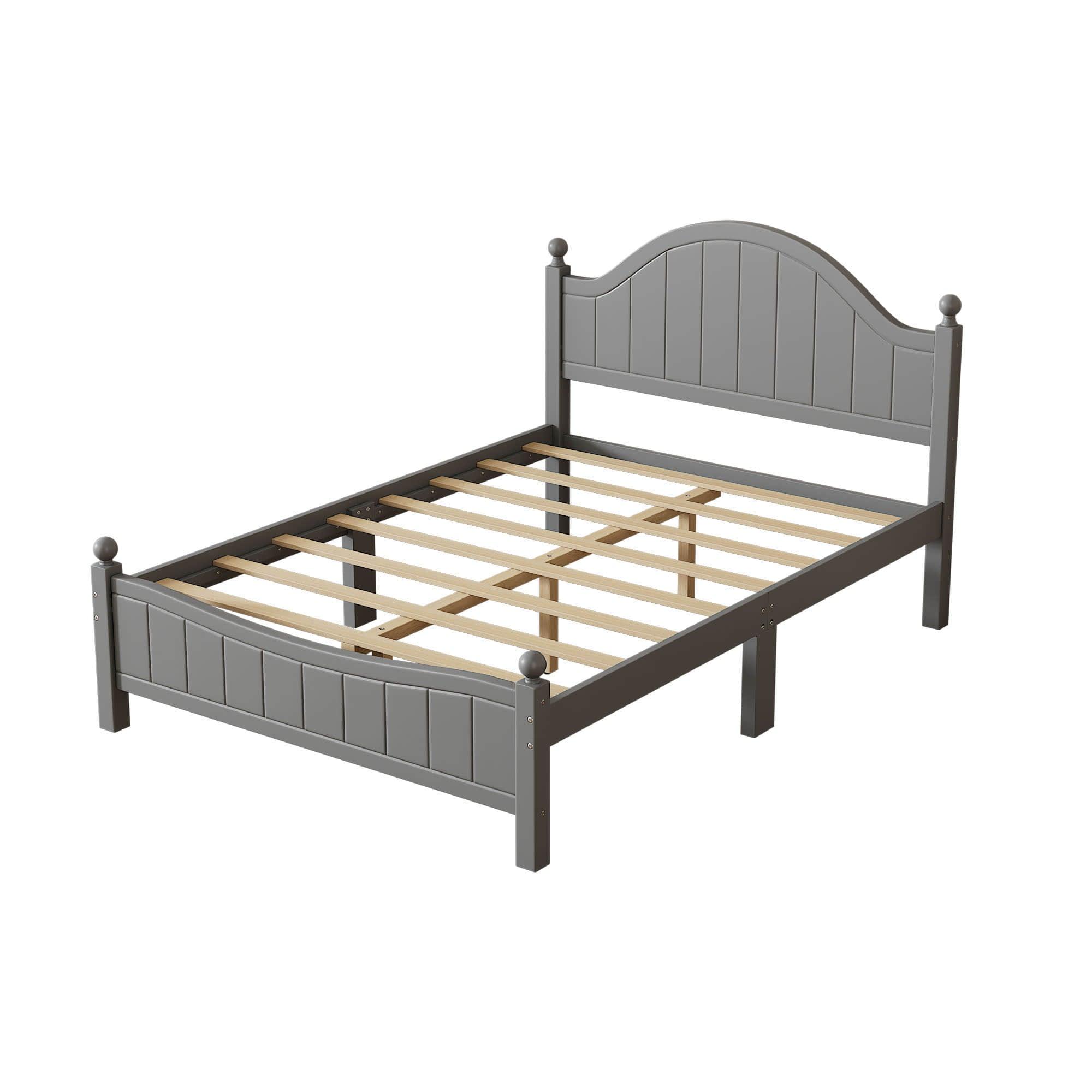 Full Size Solid Wood Traditional Platform Bed Frame with Headboard