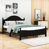 Traditional Queen Size Solid Wood Platform Bed Frame with Headboard