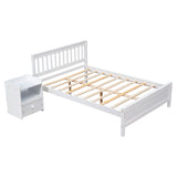 2 Pieces Full Size Platform Bed Frame with Nightstand Bedroom Set