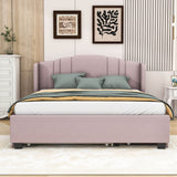 Modern Upholstered Queen Platform Bed Frame with Headboard and Storage