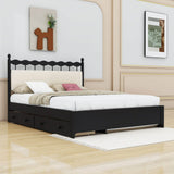 Wooden Queen Storage Bed with Headboard and Storage, Twin Trundle Bed