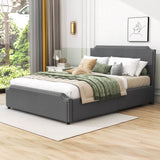 Queen Velvet Upholstered Bed Frame with Headboard and Storage