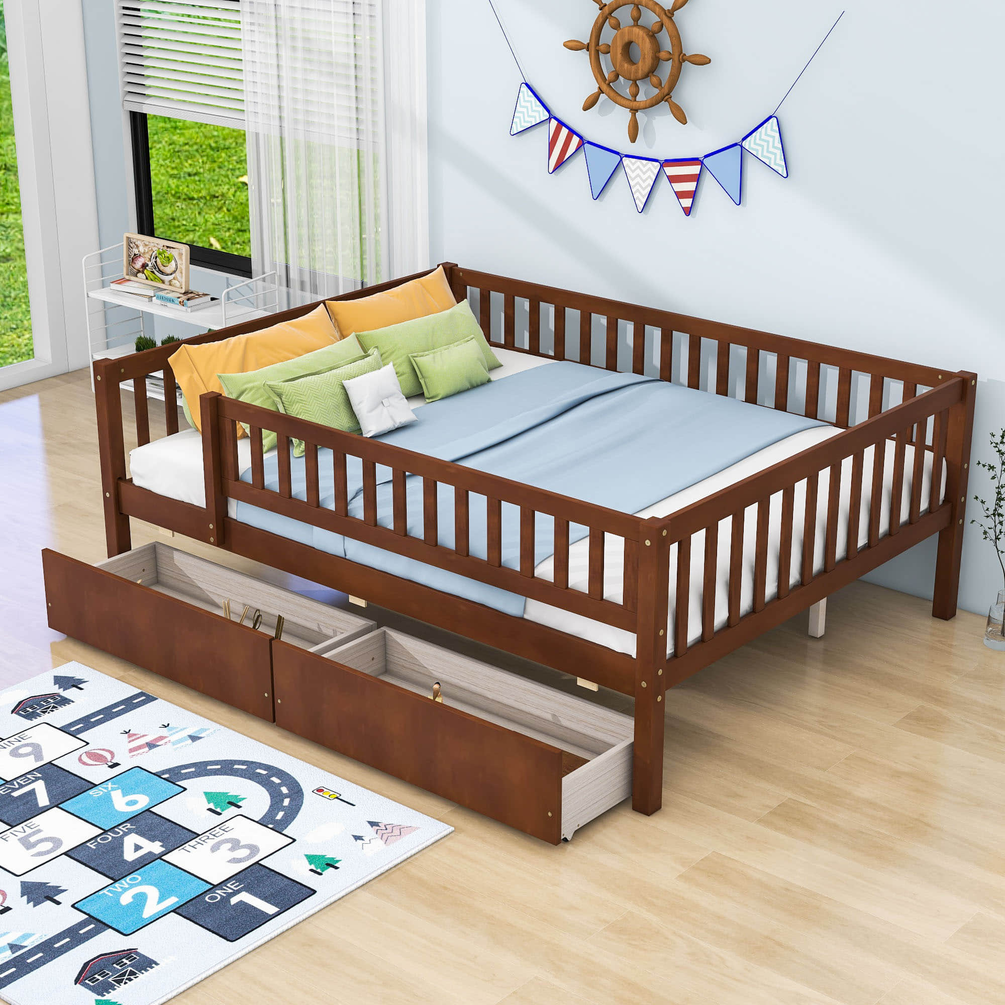 Full Size Toddler Nursery Daybed with Storage Drawers