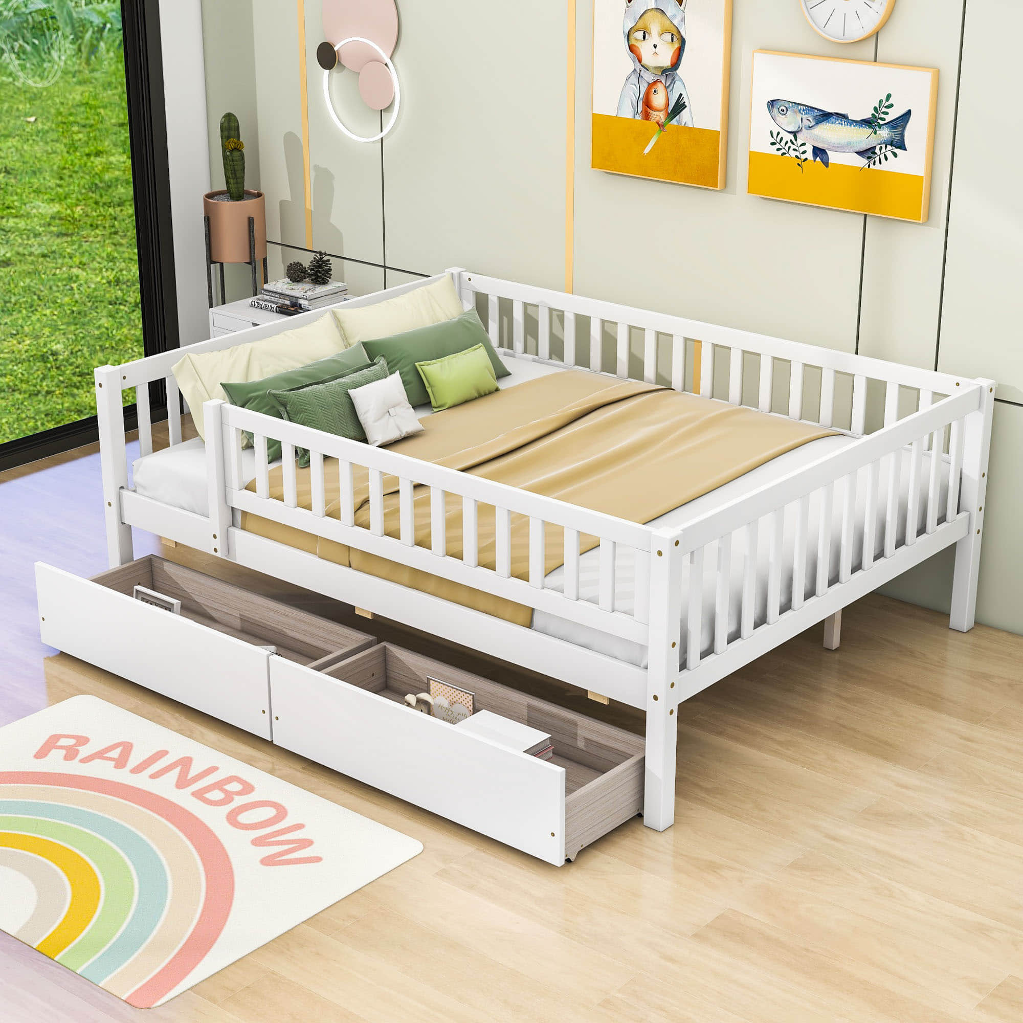 Full Size Toddler Nursery Daybed with Storage Drawers