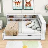 Modern Smart Full Size Wood Daybed with Twin Trundle and Storage