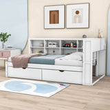 Modern Smart Kids Twin Size Daybed with Storage Drawers and Shelf