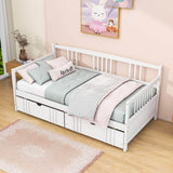 Twin Size Daybed with Storage Drawers - [Wood, Slat Back]