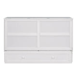 Queen Mobile Murphy Bed with Storage Drawer - [Horizontal, Shelves]