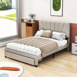 Modern Queen Size Velvet Upholstered Bed Frame with Headboard and Storage