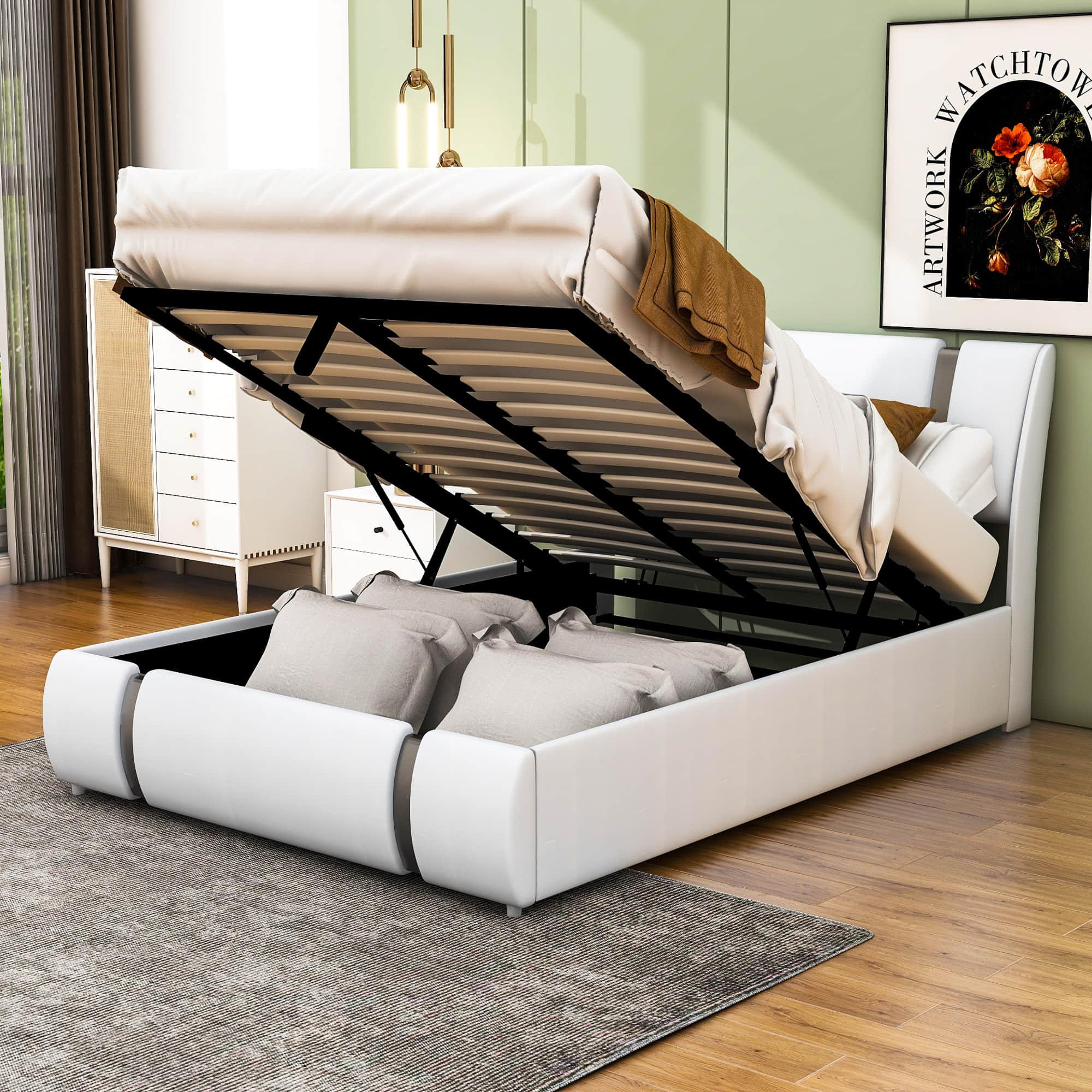 PU Leather Full Size Upholstered Platform Storage Bed - [Hydraulic System]