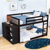 Low Full Over Full Bunk Beds for Kids, Toddlers with Storage - [Wood]