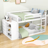 Low Full Over Full Bunk Beds for Kids, Toddlers with Storage - [Wood]