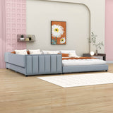 Queen Upholstered Bed Frame with Attached Twin XL Side Bed