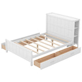 Wooden Full Size Platform Bed with Headboard and Storage - [Drawers, Shelves]