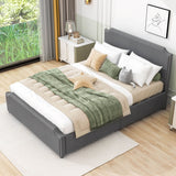 Queen Velvet Upholstered Bed Frame with Headboard and Storage