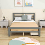 Full Size Wooden Platform Bed with Storage Drawers and Headboard