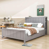 Wooden Full Size Platform Bed with Headboard and Storage - [Drawers, Shelves]