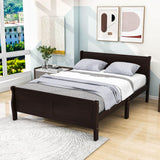 Wooden Queen Size Sleigh Bed with Headboard and Footboard