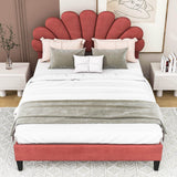 Modern Queen Size Velvet Upholstered Platform Bed Frame with Headboard