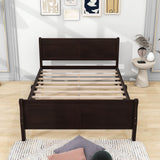 Wooden Full Size Platform Bed with Headboard - [Sleigh]