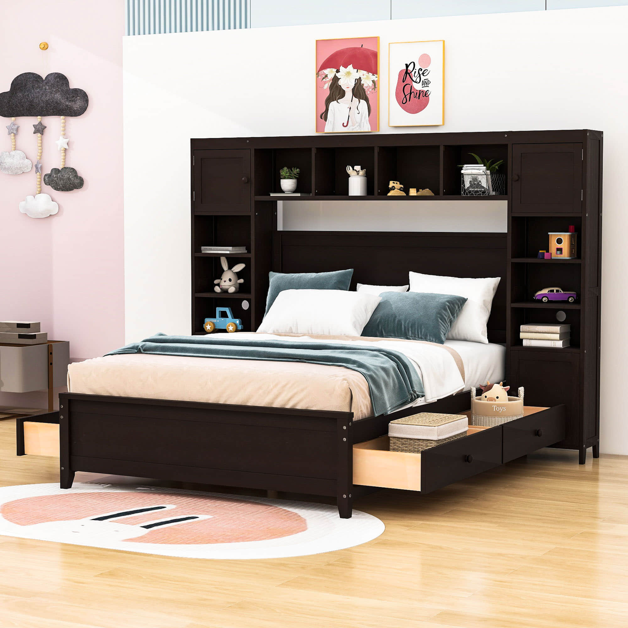 Smart Full Storage Bed Frame with Headboard and Charging Station