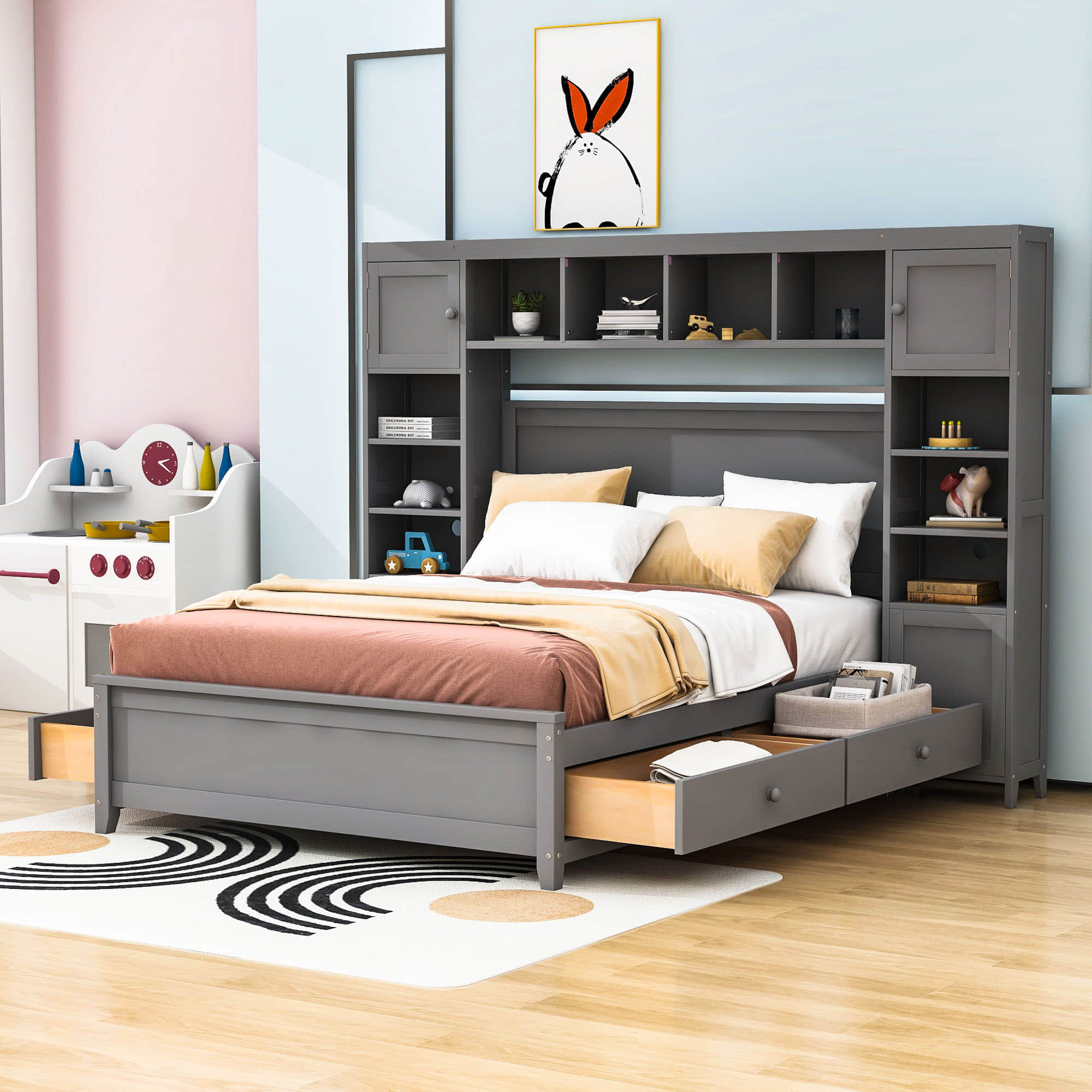 Smart Full Storage Bed Frame with Headboard and Charging Station