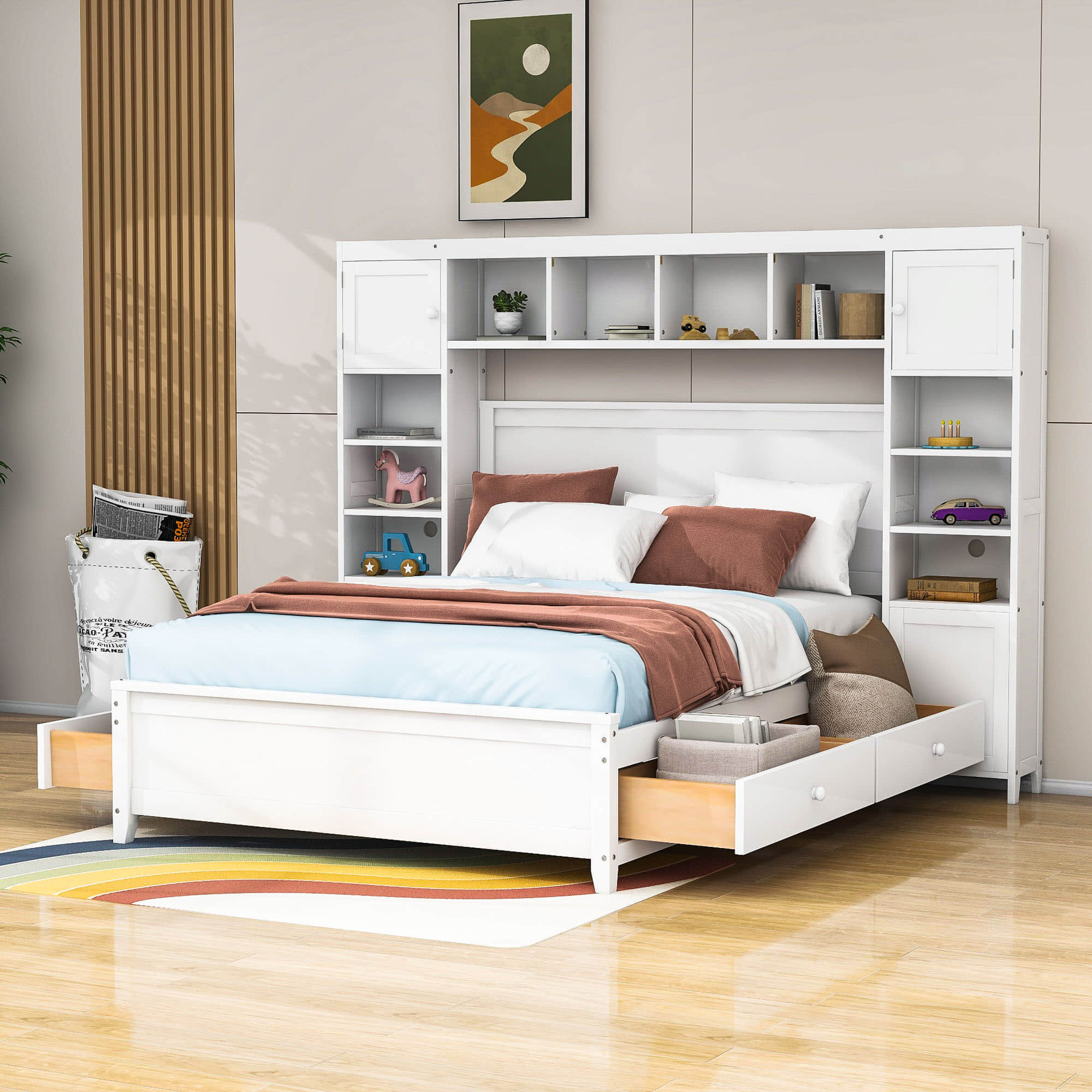 Smart Full Storage Bed Frame with Headboard and Charging Station