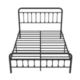 Vintage Queen Size Metal Bed Frame with Slats Headboard