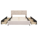 Queen Upholstered Platform Bed Frame with Headboard, Under Bed Storage