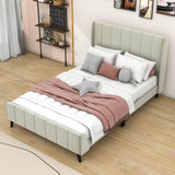 Modern Velvet Upholstered Full Size Bed Frame with Wingback Headboard