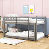 Wooden Low Twin Over Twin Floor Toddler Bunk Beds